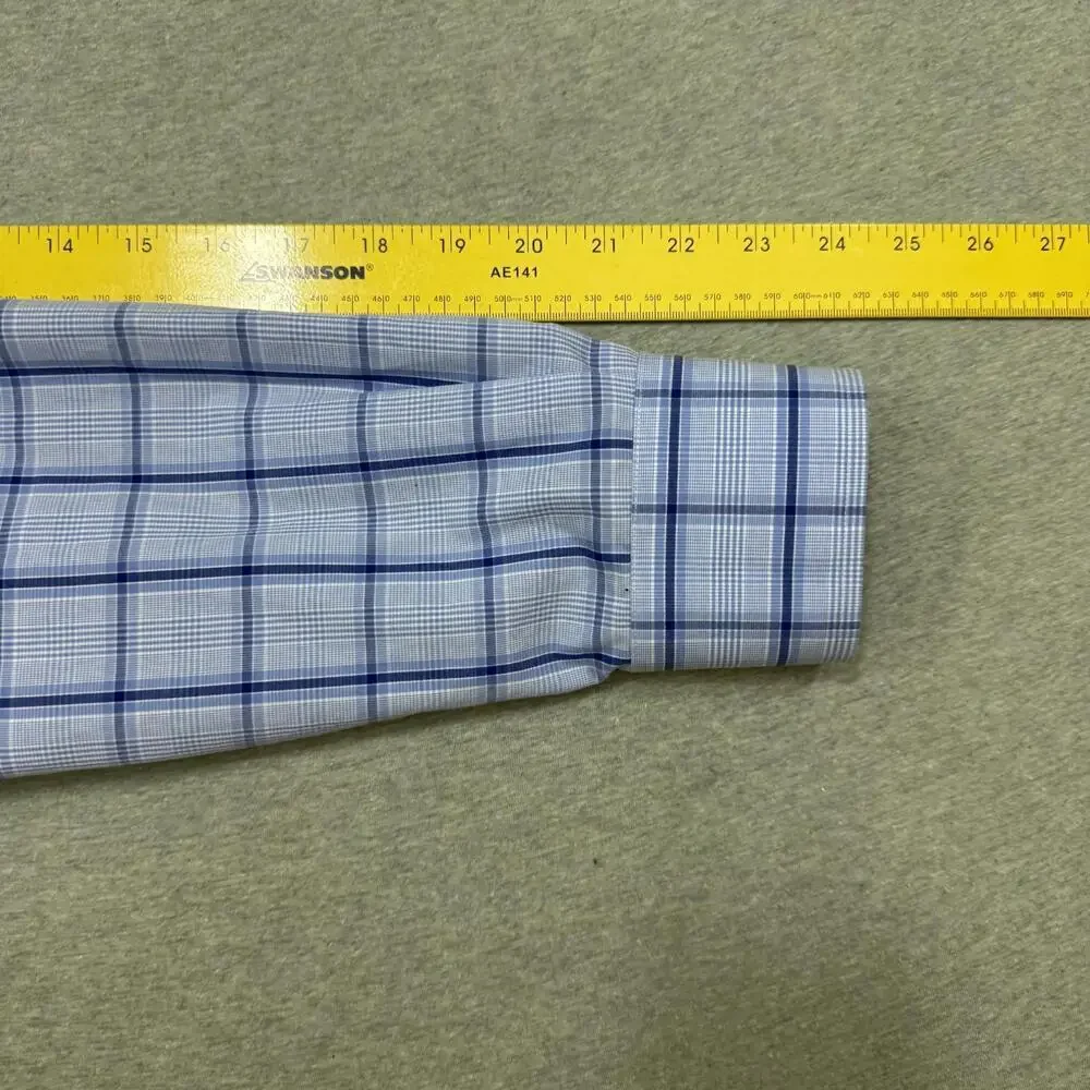 POLO Ralph Lauren Men's SLIM FIT Navy‎ Blue Check Dress Shirt 16 32/33 Medium